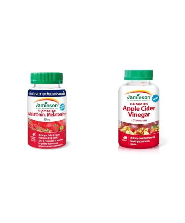 Jamieson Melatonin Gummies NEW 45 Gummies & ACV + Chromium 60 Gummies Nutritional Supplement + SUPPLEMENT