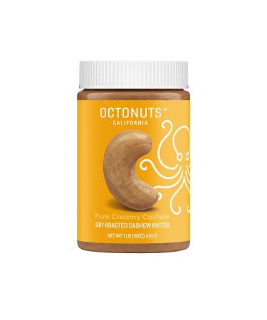 Octonuts Dry Roasted Pure Cashew 16oz Nut Butter 16oz - Pure Creamy Nut Butter - Heart Healthy and Delicious Keto Friendly Foods - Gluten Free, Vegan, Kosher, Paleo, Non-GMO Nut Butters Single Ingredient Roasted Cashew Butter