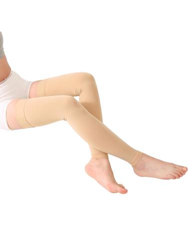 TOFLY Medical Thigh High Compression Stockings for Men & Women - Opaque Support Socks 20-30mmHg | Footless Silicone Band - Varicose Veins Edema DVT | 5XL Beige - Buy Online on GoSupps.com