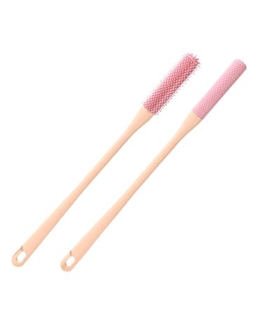 2 Toe gaps Cleaning Brush Foot Scrubber In Shower With Long Handle Silicone Foot Brush Toe Cleaning Brush Soft Toe Scrubber Brush For Washing Foot Pink