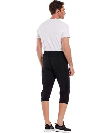 HDE Men's 3/4 Workout Jogger Yoga Capri Shorts with Pockets - Large Black - Buy Online on GoSupps.com