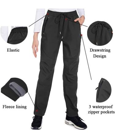 Womens Waterproof Windproof Fleece-Lined Ski Pants - Black Large - Buy Online on GoSupps.com