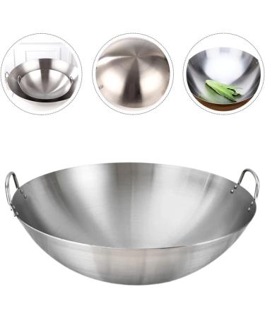 DELURA Japanese Wok Chinese Cooking Pot Kitchen Frying Pan Stainless Steel Pan Cooking Pan with Handle Frying Pan Wok Pan Stainless Steel Cooking Utensils (Color : Silver Size : 32X32CM) 32X32CM Silver - Buy Online on GoSupps.com