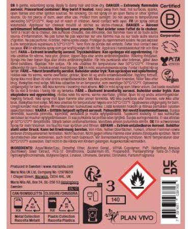 Maria Nila Volume Spray Hold 4/5 Gives Volume & Natural Finish Antioxidant Preserves Hair Color 100% Vegan & Sulfate/Paraben free A fruity scent of pineapple and blackberry. 3.53 Ounce (Pack of 1) - Buy Online on GoSupps.com