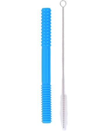 BROLEO Chewing Tube - Hollow Flexible Soft Bright Color Portable with Cleaning Brush for Babies - Blue - Buy Online on GoSupps.com