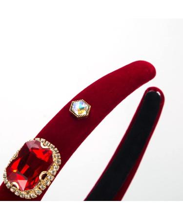 Crystal Rhinestone Headbands Embellished Headband Velvet Padded Wide Hairbands Party Wedding Headpiece Hair Accessories for Women (CCryRed) - Buy Online on GoSupps.com