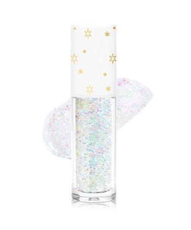 Liquid Glitter Eyeshadow Long Lasting  Quick Drying Korean Makeup Eyeshadow Liner  Easy To Apply Loose Crystals Colorful Sequins Glitter Eyeshadow Face Glitter Makeup Pigmented (Transparent Galaxy 01)