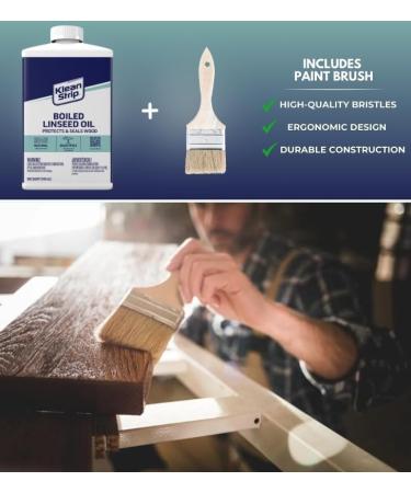 Klean Strip Boiled Linseed Oil with Paintbrush - Premium Thinner for Oil-Based Paints - Enhance Wood & Painting - Boost Water & Scratch Resistance - Ideal Wood Oil for Furniture - International Shipping Available - Buy Online on GoSupps.com