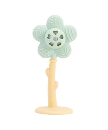 KIAANS Baby Teething Toys Silicone Flower Teether Rattle Toys for Babies BPA Free Sensory Teether Toy (Mint)
