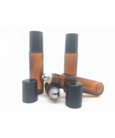 Empty Roll on Glass Bottles STAINLESS STEEL ROLLER 10ml Refillable Color Roll On for Fragrance Essential Oil - Metal Chrome Roller Ball (6 Pack)