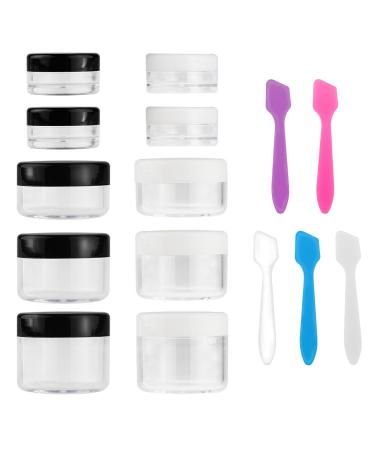 Accmor 10 Pieces Makeup Travel Containers with Lids 3/5/ 10/15/ 20 Gram Size Cosmetic Jars with 5 Pieces Mini Spatulas for Gift(random color) 2 Colors