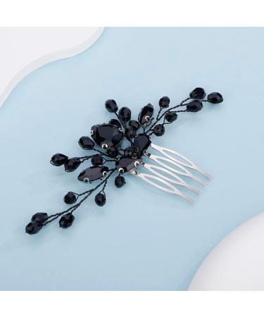 Kercisbeauty Black Crystal Small Hair Comb Side Headpiece for Women Girls Special Occasion Hair Styling Jewelry - Buy Online on GoSupps.com
