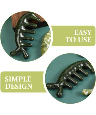 Beaupretty Jade-Head Massage Device | Gua Sha Scraper for Scalp Facial Back & Body | Stress Relief - Dark Green - Buy Online on GoSupps.com