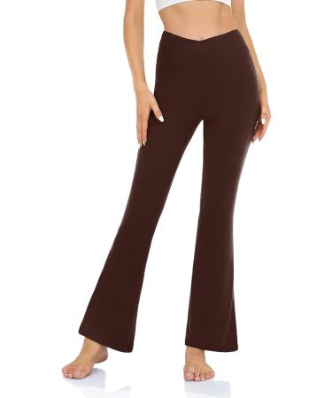Womens High Waisted Bootcut Yoga Pants - Flare Leggings for Workout and Lounge (Brown, Small) - Buy Online on GoSupps.com