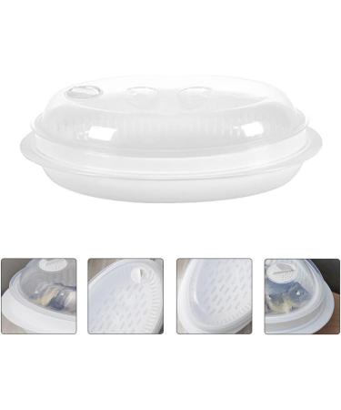 Cabilock 2 Pcs Steamer Fish Steaming Holder Containers with Lids Vegetable Microwave Containers Steamed Fish Plate Fish Steaming Plate Rice Cooking Pot White Food Grade Pp Micro-wave Oven - Buy Online on GoSupps.com