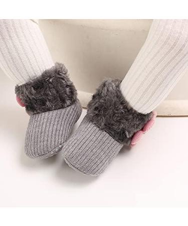 Spring Baby Winter Warm Fleece Booties | Non-Slip Soft Sole Shoes for Girls Boys | Prewalker Boots 6-12 Months Grey - Buy Online on GoSupps.com