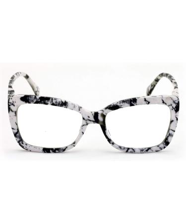 Women s Big Lens Butterfly Reading Glasses | Fun Cat Eye Clear Lens Readers | Vintage White Marble 2.5x - Buy Online on GoSupps.com