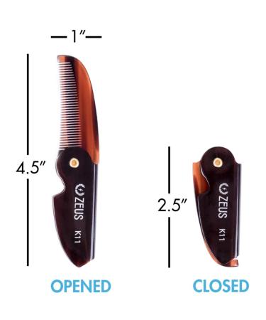 ZEUS Folding Saw-Cut Mustache Comb - Handmade, Best Moustache Pocket Comb (Traditional) - K11 - Buy Online on GoSupps.com