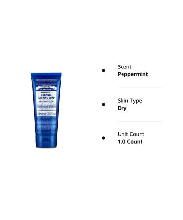 Dr. Bronner's Organic Peppermint Shaving Soap - 7 oz (Pack of 1) | Certified Organic, Sugar & Shikakai Powder, Soothes & Moisturizes for Close Shave on Face, Underarms & Legs - Buy Online on GoSupps.com