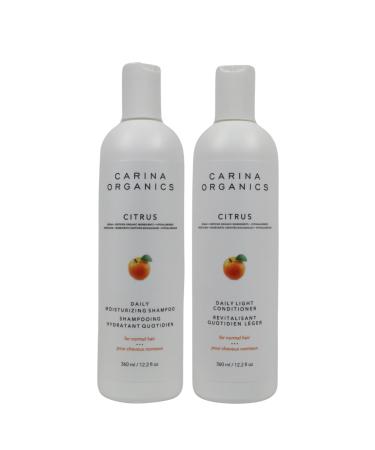 Citrus All Natural Daily Moisturizing Shampoo & Daily Light Conditioner Bundle Shampoo & Conditioner Set Hair Conditioner & Shampoo for Women and Men Sulfate & Paraben Free Vegan 360ml WIth Individual Wet Wipe (Pack of 2)