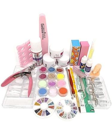 Warm Girl Acrylic Nail Kit Clear Pink White Acrylic Powder Liquid Brush Nail Kit Glitter Powders Nail Art Tips Set Kit set 2 - Buy Online on GoSupps.com