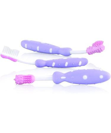 Nuby ID754 3 Piece Toothbrush Set - Soft Bristles Fun Colors for Kids | International Shipping Available - Buy Online on GoSupps.com