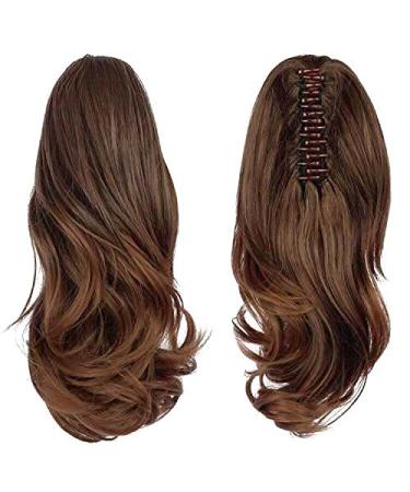 Shop Sofeiyan 33cm Long Curly Ponytail Extension - Natural Synthetic Hair Clip-In Claw for Women | Medium Brown & Bright Auburn Mix - Buy Online on GoSupps.com
