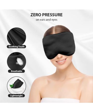 Hilph Satin Sleep Eye Mask - Soft Pressureless Blindfold for Sleeping, Adjustable Band - Perfect for Home, Travel, Yoga - Men and Women - Black - Buy Online on GoSupps.com