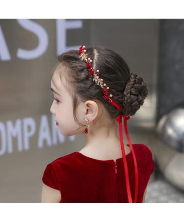 Red Rose Flower Crown Headband - Rhinestone Pearl Tiara for Bride | Wedding Headpiece for Women - Buy Online on GoSupps.com