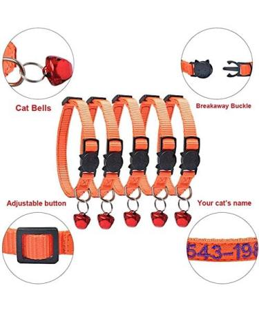 Personalized Cat Neck Bands with Bell - Custom Safety Buckle & Embroidered ID for Kittens - Orange - Buy Online on GoSupps.com