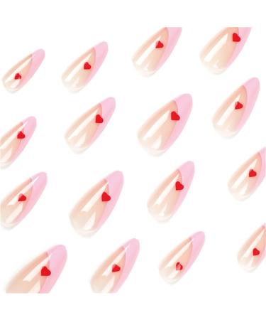 False Nails Short Full Cover French Red Heart Christmas Festival Press on Nails 24 Pieces Nail Art Tips for Nail Salons and Women DIY Nail Art - Buy Online on GoSupps.com