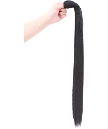 Long Straight Curly Clip-In Ponytail Extension | 32 Inch Dark Black | Women's Hairpiece - Buy Online on GoSupps.com