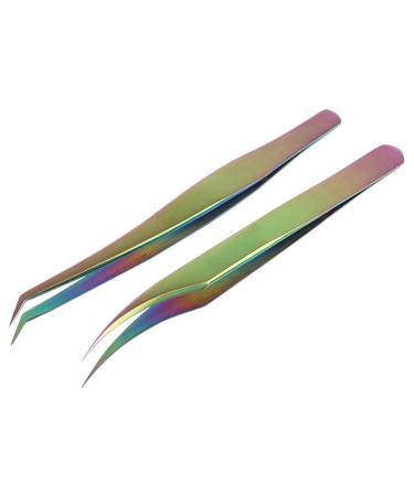 New 2 in1 Colorful Curved Tip Tweezers Xiecutecat