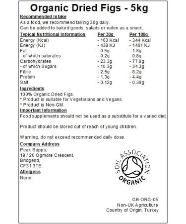 Organic Dried Figs - 5kg - Baked Goods - Whole - Vegan - Buy Online on GoSupps.com