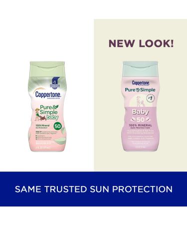 Coppertone Pure and Simple Baby Sunscreen SPF 50 Lotion - Zinc Oxide Mineral Sunscreen - Tear Free, Water Resistant - 6 Fl Oz Bottle - Buy Online on GoSupps.com