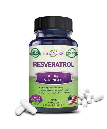 Resveratrol 1000mg (120 Capsules) Anti-Aging, Antioxidants, Brain, Heart, Skin & Joint Support