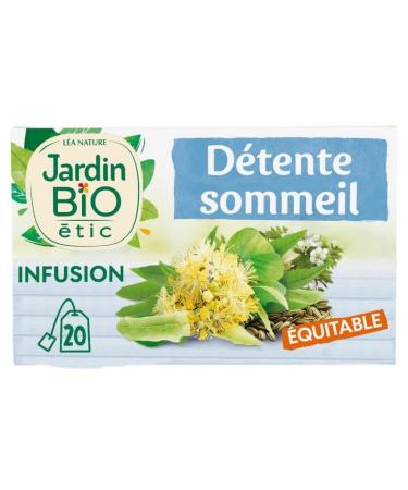 JARDIN BIO ETIC - Jardin Bio tic Infusion D tente Sommeil Bio 20 Sachets + tui 30G - Lot De 4 - Vendu Par Lot