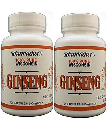 Schumacher Ginseng American Ginseng Capsules 500mg - 100% Pure Wisconsin Ginseng Supplement - Buy Online on GoSupps.com