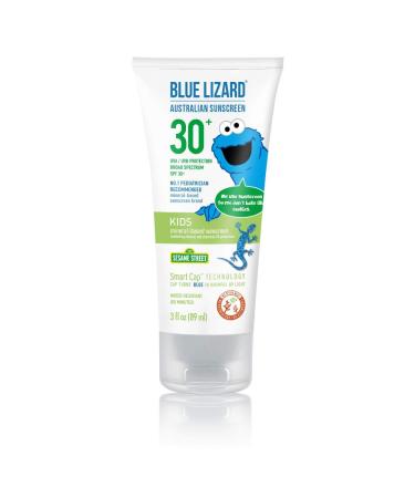 Blue Lizard Kids Mineral Sunscreen with Zinc Oxide, SPF 30+, Water Resistant, UVA/UVB Protection with Smart Cap Technology - Fragrance Free, 3 oz. Tube 3 Fl Oz (Pack of 1)
