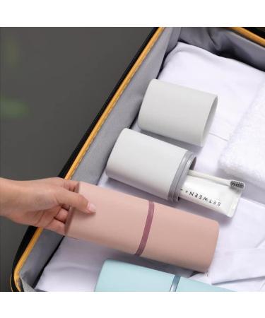 Travel Toothbrush Mug Set - 2 Plastic Holders for Bathroom & Travel (Pink & Blue) | Compact & Convenient - Buy Online on GoSupps.com
