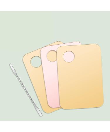 4 Pcs Makeup Mixing Tray & Spatula Set - Foundation & Lipstick Palette for Beauty Salon - Pink & Transparent - Buy Online on GoSupps.com