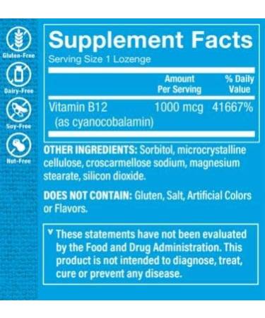 Vitamin B12 1000mcg Dietary Supplement - 300 Lozenges - Gluten/Dairy Free - by The Vitamin Shoppe - Buy Online on GoSupps.com