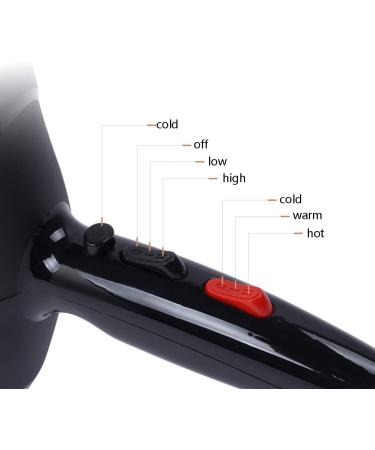 1800W Pro Hair Dryer with Nozzle Ionic Powerful Salon Blow Dryer AC Motor Fast Hairdryer with Heat Speed Cool Air for Hairstylist Dresser Home Black Small Gift - Buy Online on GoSupps.com