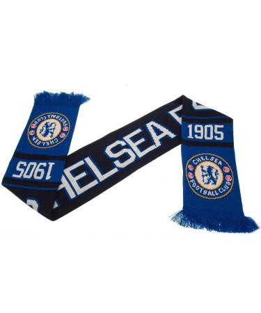 Chelsea FC Official Blue Black White Jacquard Scarf - 5ft Long - Buy Online on GoSupps.com