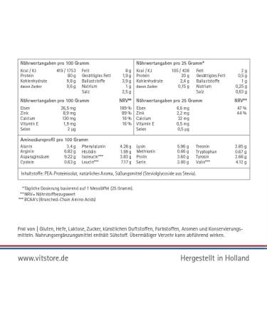  Vitstore Protein Shake Vegan Protein Shake 100% Vegetable Protein Powder - 750g - Buy Online on GoSupps.com