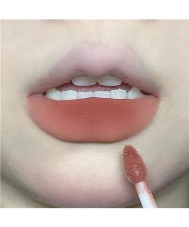 BADALO Velvet Mist Water Mist Lip Mud Soft Silky Matte Vegan White Lip Gloss Non-stick Lip Glaze Lipstick (Color : 6 Pines Smoke Peach Wood)