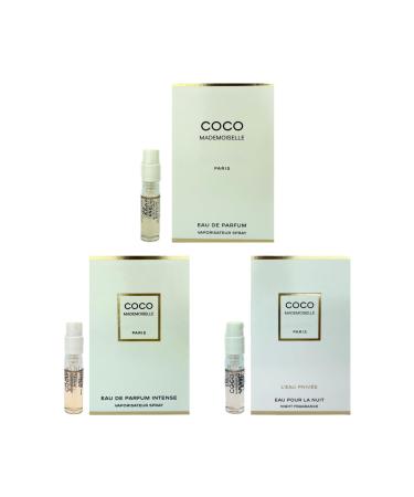 Set 3 Cologne Luxury Travel Size for Women Sample Spray Vial 0.05oz/ 1.5ml each. Coco Mademoiselle EDP/Coco Mademoiselle Intense EDP/Coco Mademoiselle Nuit Privee EDP