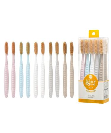 Samjung Wangta Soft Toothbrush 10 Pack (Gold) Best Manual Toothbrush for Maximum Efficient Cleaning and Sensitive Gums and Teeth