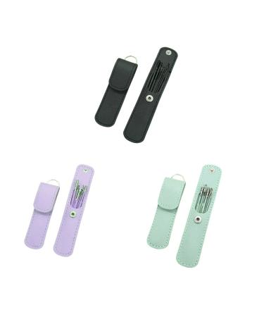 Ear Cleaning Tool Kit Including 3 Spiral Tool Spoon Spoons Ear Wax Removal Scratch Cleaner (Green Black Purple)