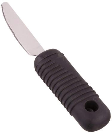 Sammons Preston Sure Grip Knife Stainless Steel Dinner Knife with Thick Rubber Handle Comfortable and Easy to Hold Silverware with Grips for Weak Grasp 8" Long Utensil with Good Grips